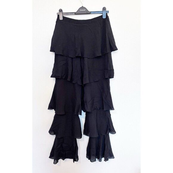 Venus Tiered Ruffled Black Pants Size Medium - Picture 1 of 4